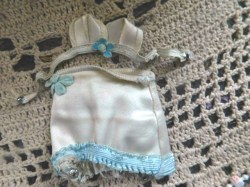 1950s SATIN AND BLUE 3" GIRDLE WITH SNAPS, BRA LINGERIE FOR A REVLON TYPE DOLL